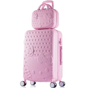 14 28Inches Abs Pc Hardside Hello Kitty Travel Luggage Sets On Universal Wheels,Girl Pink Mint