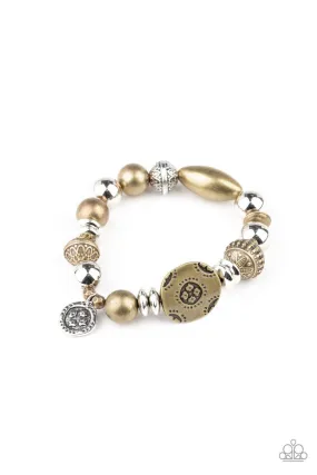 Aesthetic Appeal Multi Brass and Silver Stretch Bracelet- Paparazzi Accessories