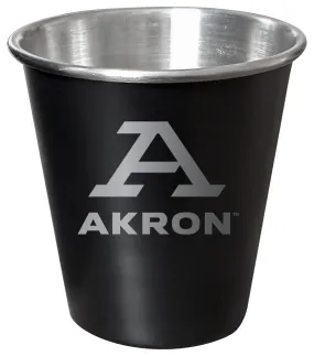 Akron Zips Engraved 2oz Tin Shot Glass Black Matte Coating Officially Licensed Collegiate Product