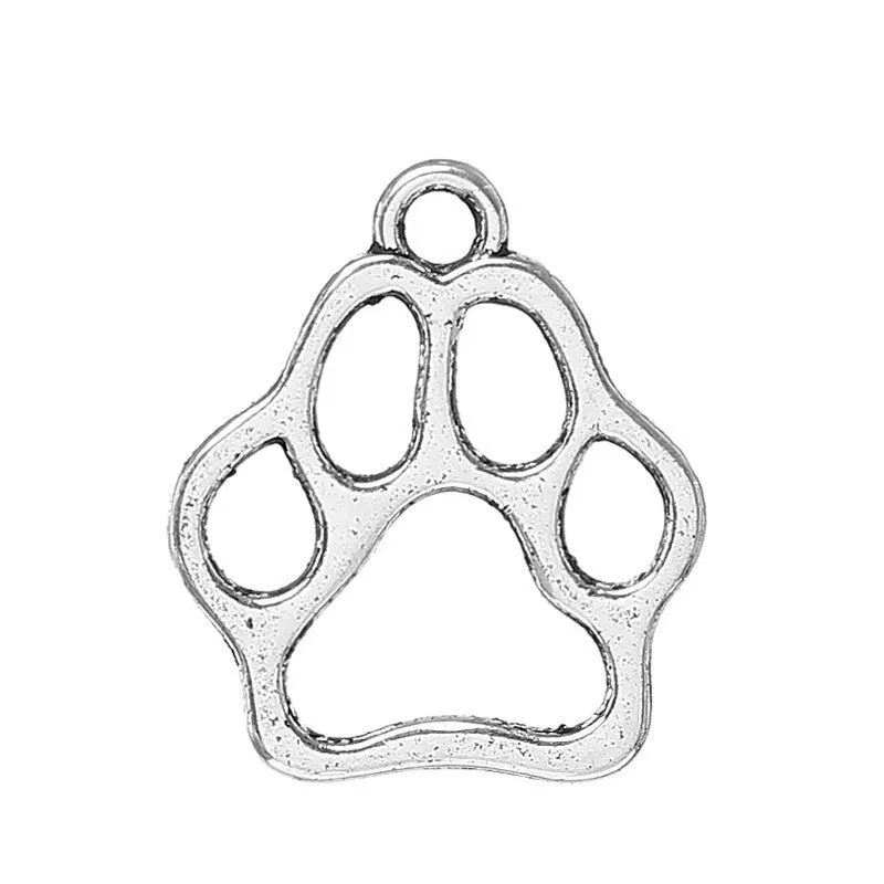 AVBeads Animals Paw Charms Silver 13mm x 11mm Metal Charms 10pcs