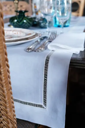 ‘BACCHETTA’ TRIM LINEN TABLE RUNNER