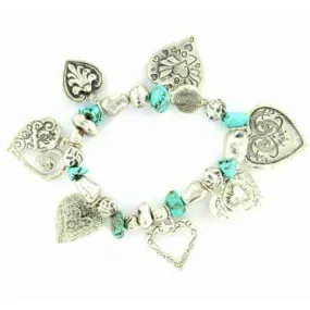 Blazin Roxx Women's Heart Charm Bracelet