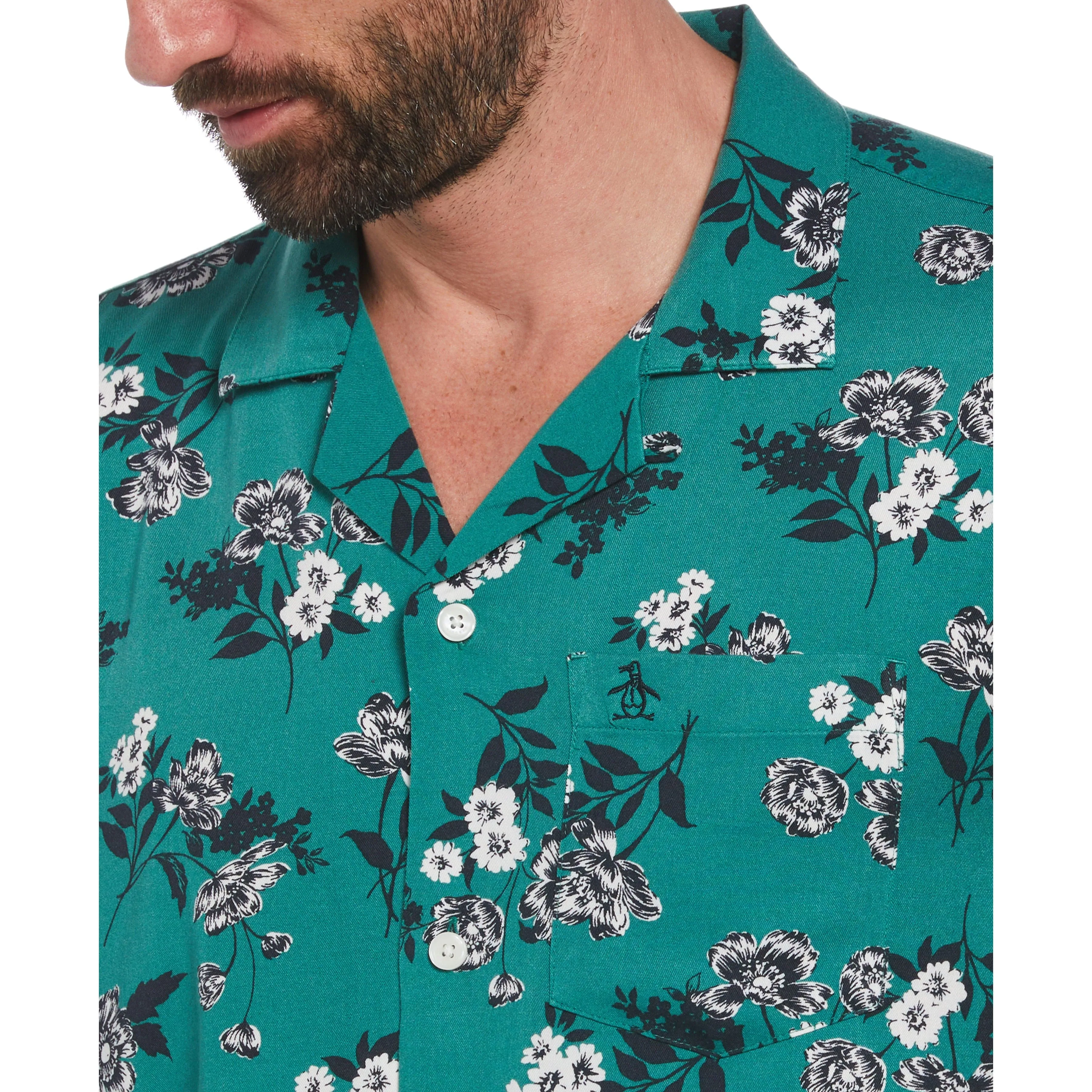 Bouquet Print Camp Collar Shirt