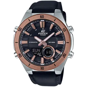 Casio Edifice Black Leather Men's Duo Chrono Watch - ERA110GL-1A