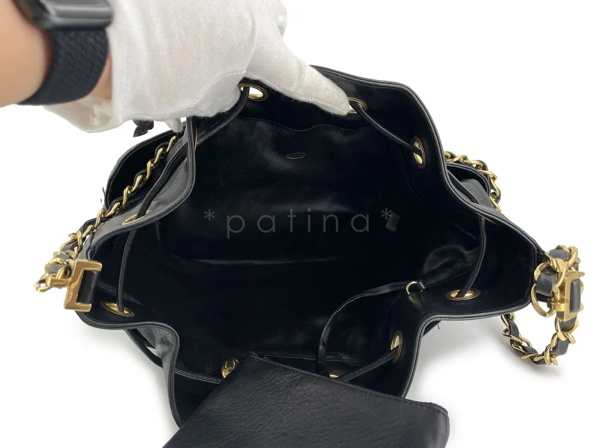 Chanel Black Calfskin Vintage Oversized CC Bucket Bag 24k GHW