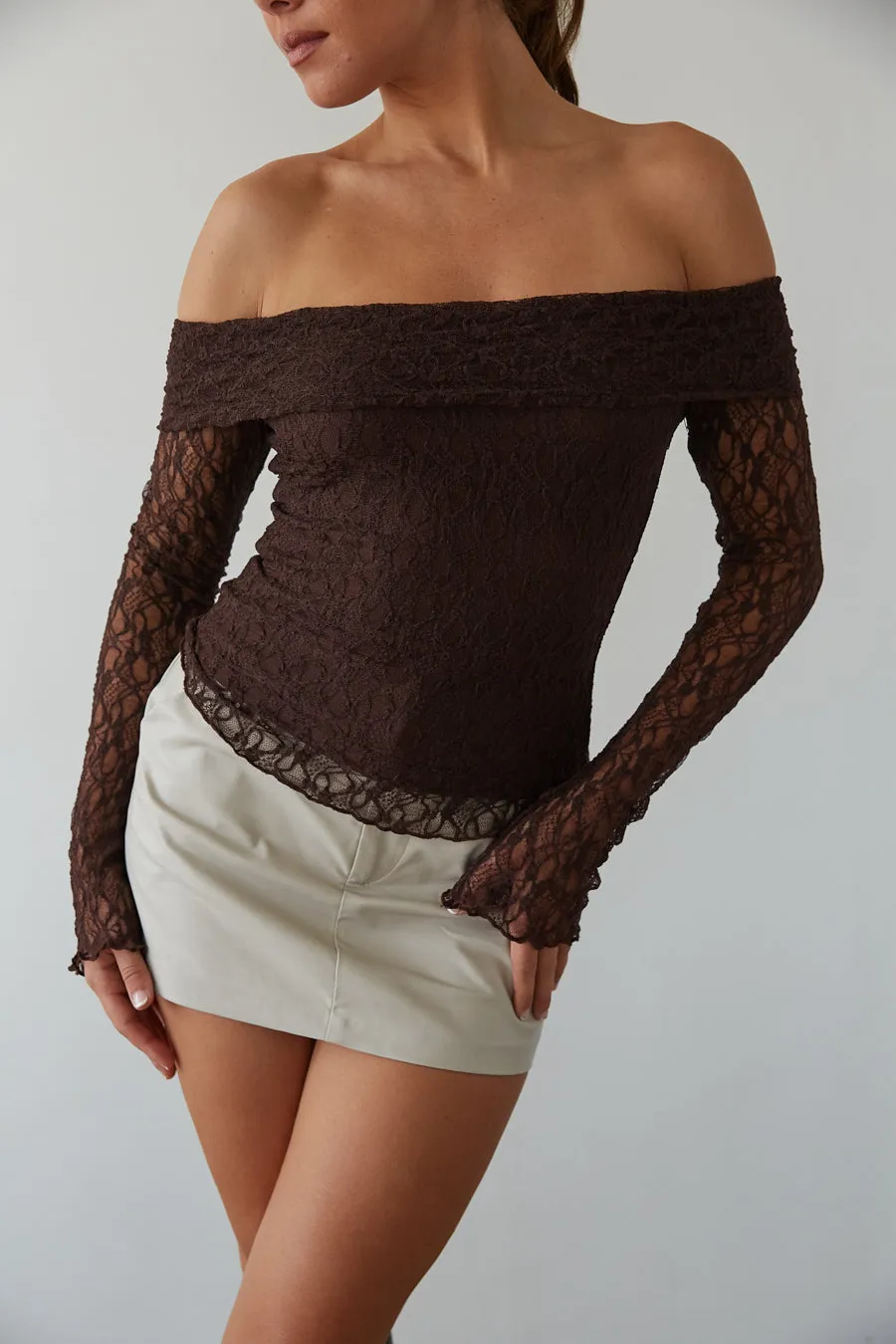 Collette Off The Shoulder Lace Long Sleeve Top