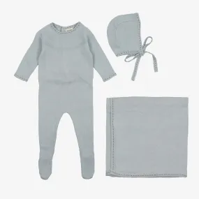 Contrast Stitch Knit Take Me Home Set - Sky Blue