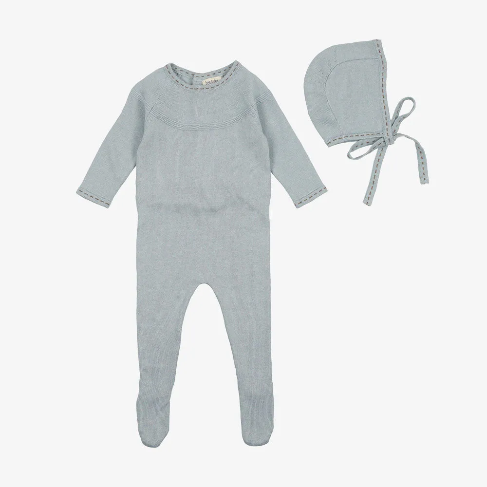 Contrast Stitch Knit Take Me Home Set - Sky Blue