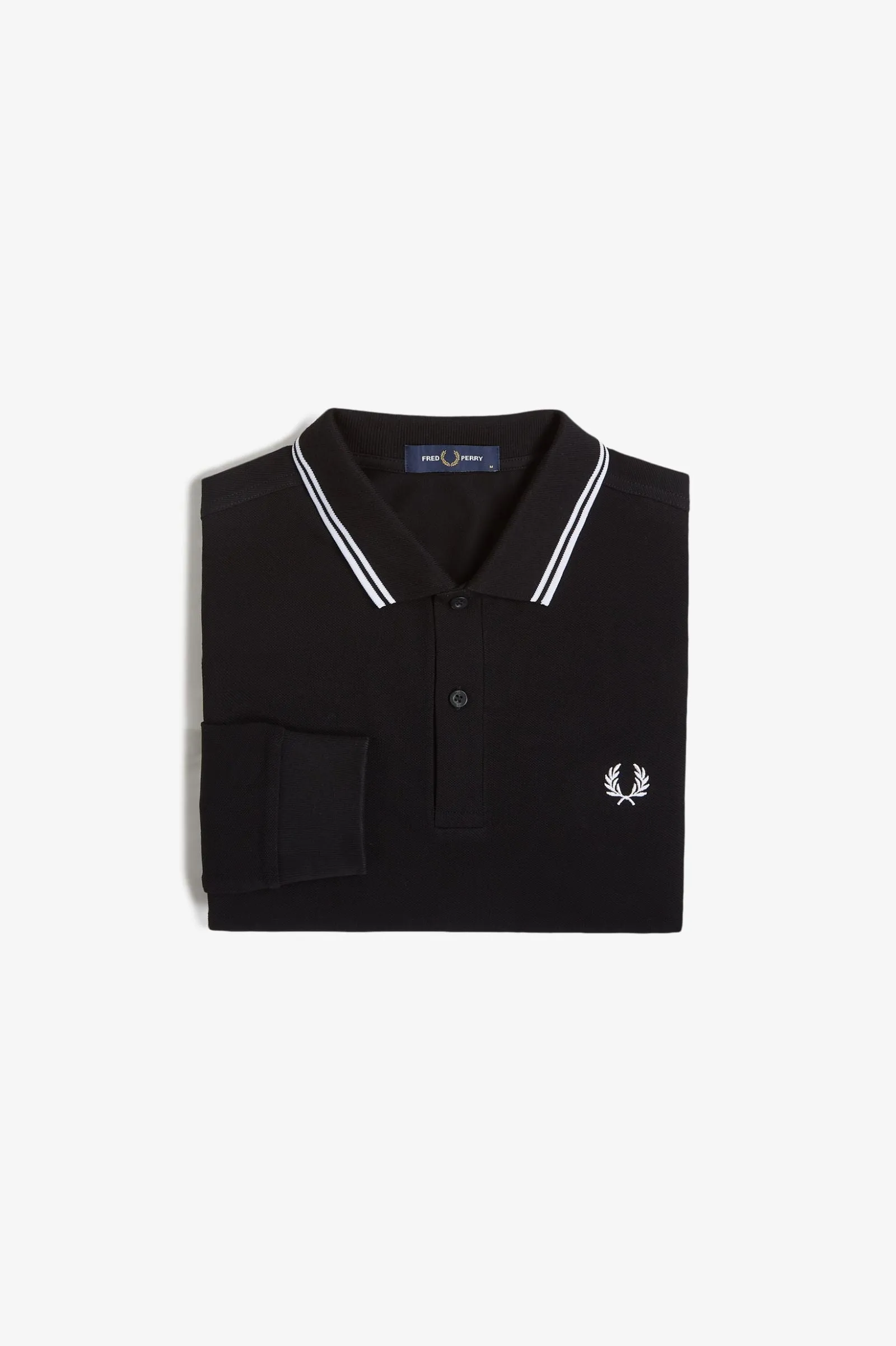 Fred Perry Long Sleeve Polo Black / White / White