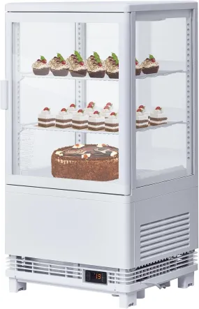 GARVEE Commercial Refrigerator, 3.5 Cu. FT Glass Refrigerator Display Case Countertop with Adjustable Shelves, Interior LED Lighting, Display Fridge for Pastry Cake Restaurant, Auto Defrost, White