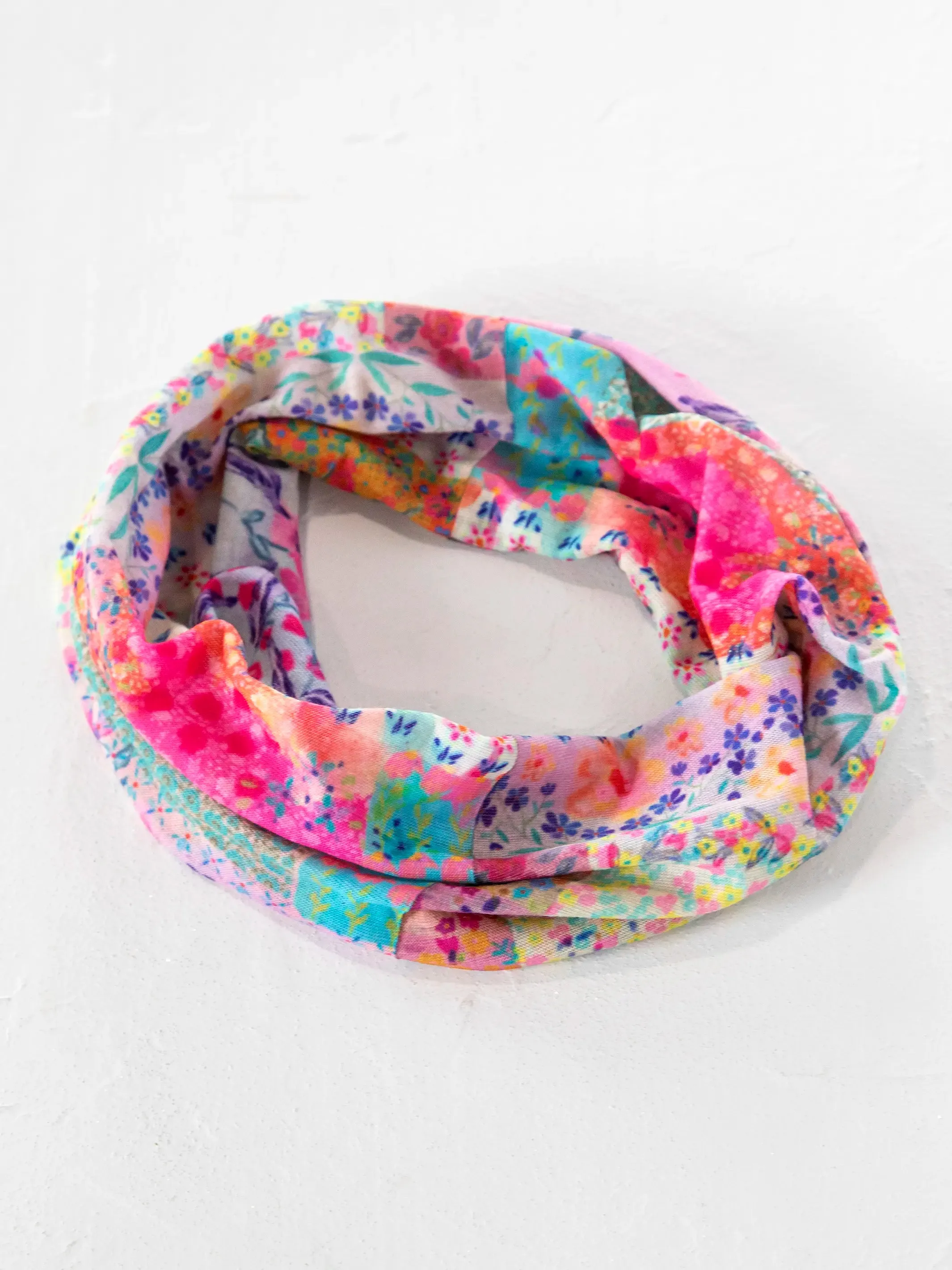 Half Boho Bandeau® Headband - Pink Watercolor Patchwork