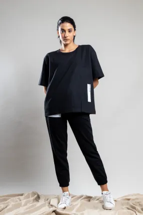 Midnight Black Oversized Tshirt - Jog Co-Ord