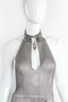 Pewter Mesh High Neck Keyhole Halter