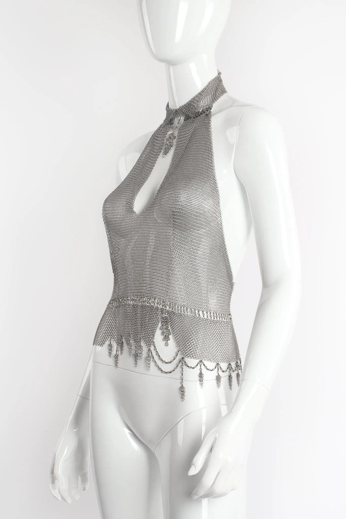 Pewter Mesh High Neck Keyhole Halter