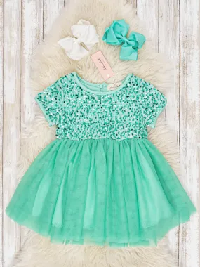 Seafoam Sparkly Tulle Dress