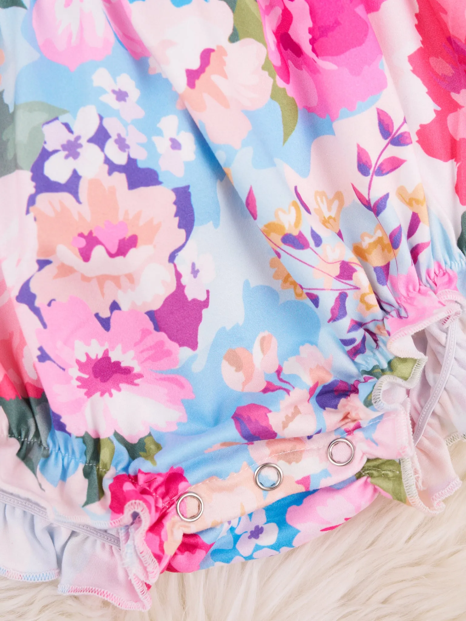 Vibrant Watercolor Rose Ruffle Romper