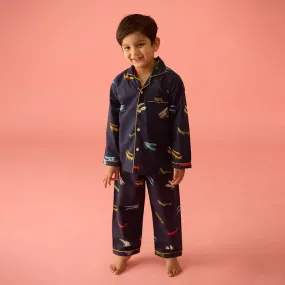 Vintage Planes Navy Pajama Set For Kids